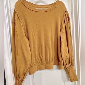 Free People | We The Free Mustard Gold Boho Thermal Pullover | Large